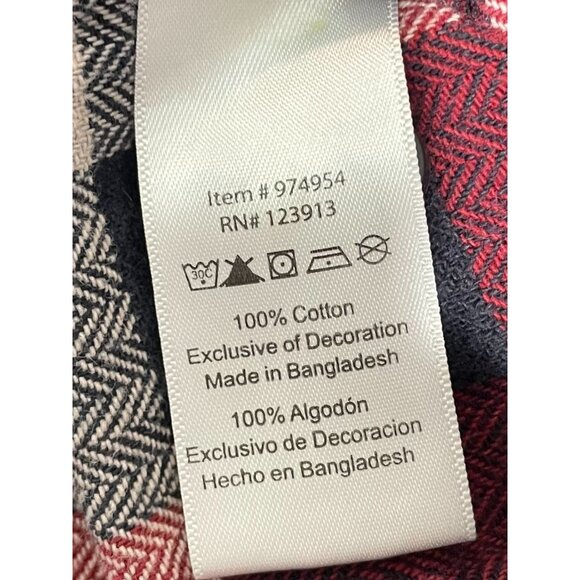 Mens Jachs Red & Navy Plaid Long Sleeve Cotton Button-Up Shirt Size L - Picture 7 of 11